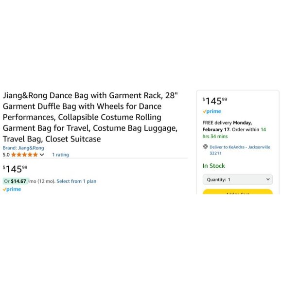 Jiang & Rong 28" Wheeled Dance Bag with Garment Rack - Picture 8 of 8